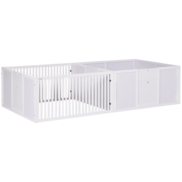 English Elm Pawhut Pine Whelping Box Two Room Puppy Pen with Removable Doors for Newborns W2225P173800