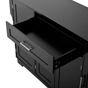 English Elm U_style Contemporary Buffet Cabinet Melamine Mdf Dining Room Storage with Adjustable Shelves Black N711P437643B