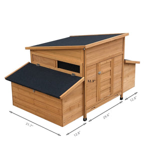 English Elm Chicken Coop Fir Wood Build with Asphalt Roof Six Nest Boxes and Easy Clean Tray W3166P365118