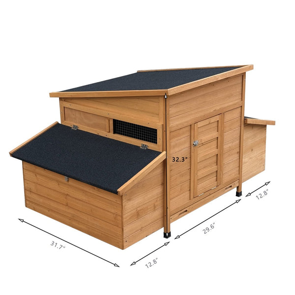 English Elm Chicken Coop Fir Wood Build with Asphalt Roof Six Nest Boxes and Easy Clean Tray W3166P365118