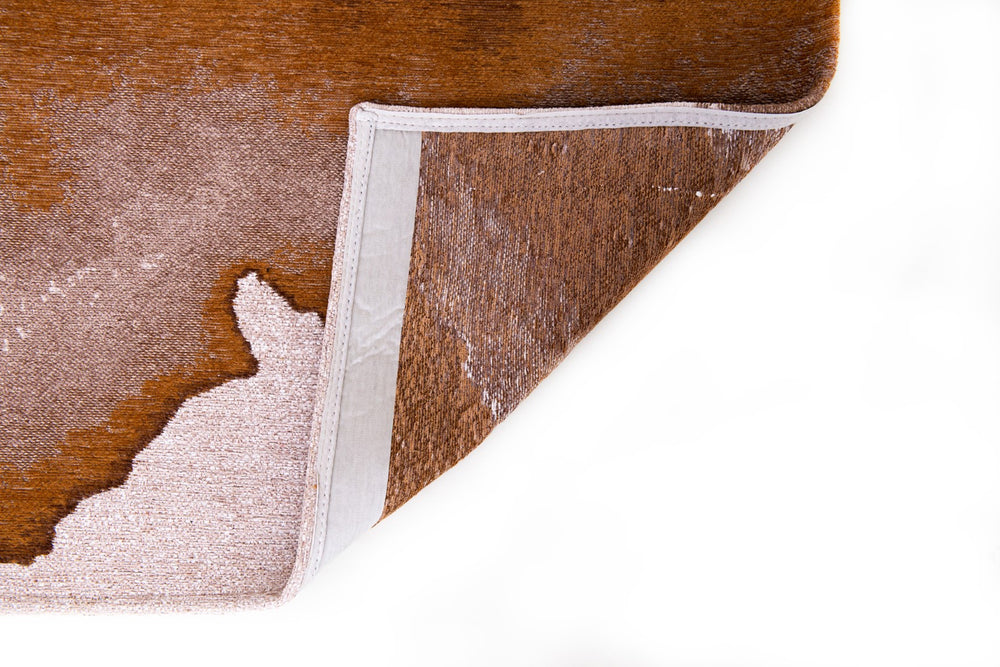 Louis de Pootere Meditation Lagoon 100% PET Poly Mechanically Woven Jacquard Flatweave Abstract Rug Chestnut 7'10"