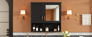 English Elm 2-in-1 Matte Wall Mounted Medicine Cabinet Soft Close Mirror Storage for Bathroom Vanity Black N710P389456B