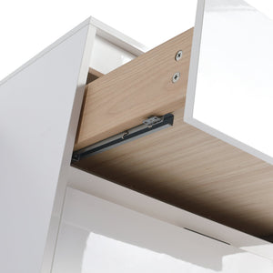 English Elm 24" Freestanding Bathroom Storage Cabinet - Modern Glossy White Design With 3 Soft-Close Drawers W999P312108