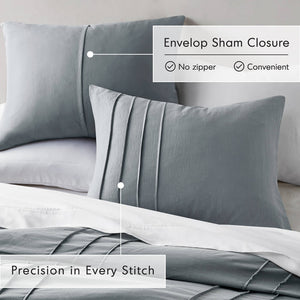 English Elm 2-piece Pintuck Pleated Microfiber Comforter Set Hotel Inspired Soft Twin Bedding B035P463226