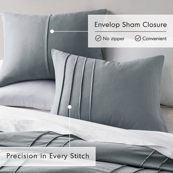 English Elm 2-piece Pintuck Pleated Microfiber Comforter Set Hotel Inspired Soft Twin Bedding B035P463226