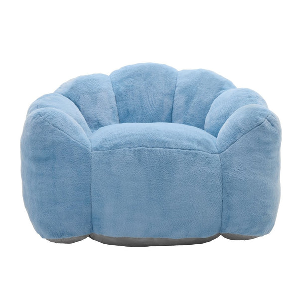 English Elm Lotus Floor Bean Bag Sofa Memory Foam Filled with Pull Ring for Living Room Bedroom Blue W2311P434594