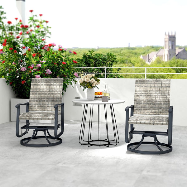 English Elm Outsunny Pe Wicker Swivel Glider Patio Chairs Set of 2 with High Back Steel Frame W2225P485597