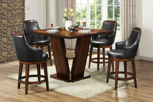 English Elm Swivel Bayshore Counter Height Chairs Set of 2 - Dark Brown Faux Leather, Wood Cap & Swivel Comfort B011P321296