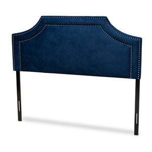 Baxton Studio Baxton Studio Modern Navy Blue Velvet Queen Headboard with Silver Nailhead Trim for Stylish Bedrooms Avignon BBT6566-Navy Blue-HB-Queen
