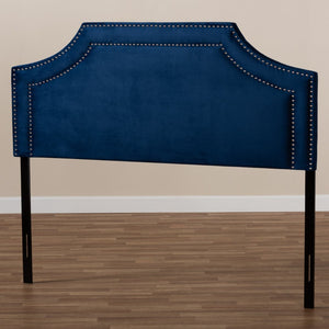 Baxton Studio Baxton Studio Modern Navy Blue Velvet Queen Headboard with Silver Nailhead Trim for Stylish Bedrooms Avignon BBT6566-Navy Blue-HB-Queen