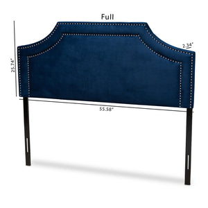 Baxton Studio Baxton Studio Modern Navy Blue Velvet Queen Headboard with Silver Nailhead Trim for Stylish Bedrooms Avignon BBT6566-Navy Blue-HB-Queen