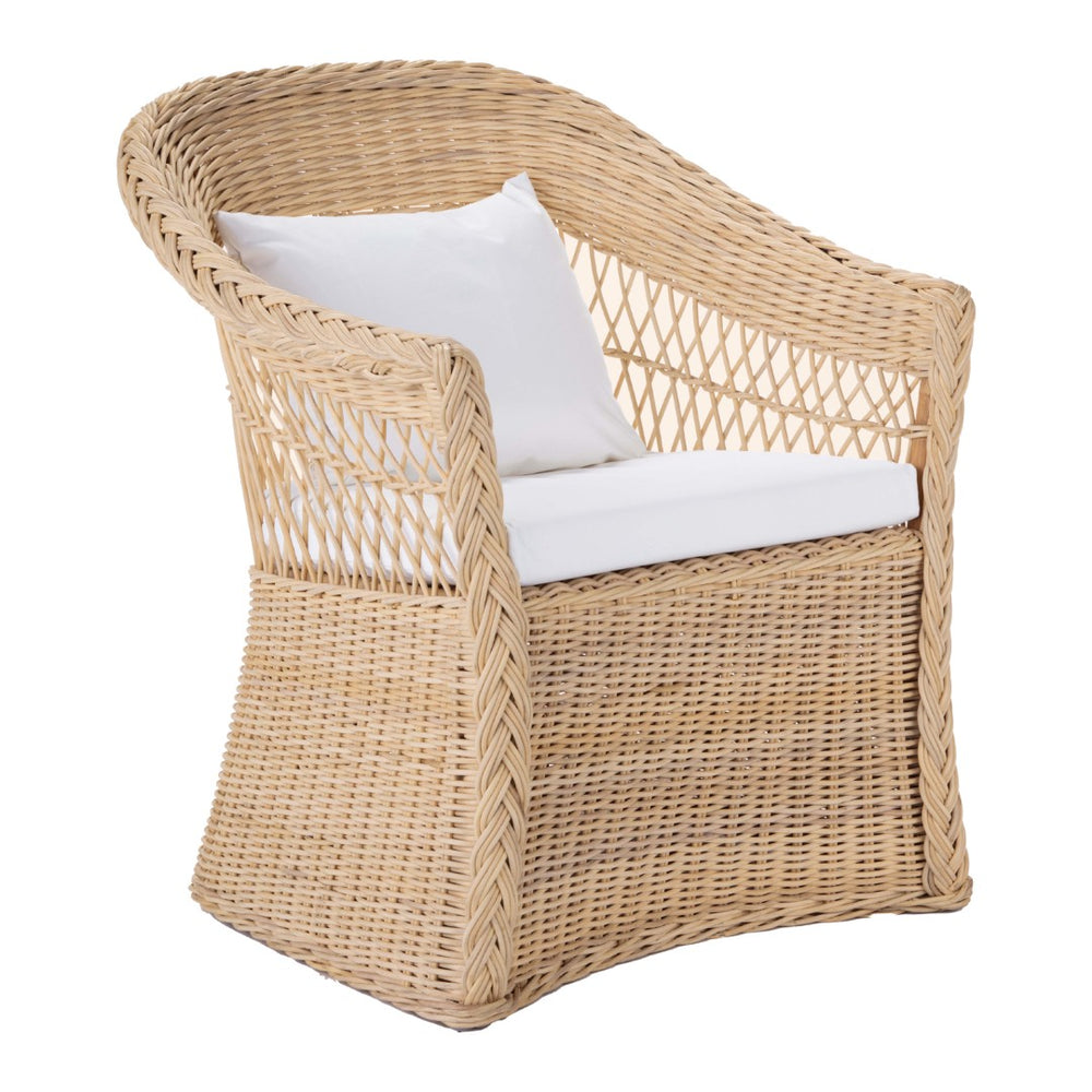 Chelsea House Worth Chair Handwoven Rattan Club Chair In Messel Green — Coastal Vintage Charm, Sculptural Comfort 93297782