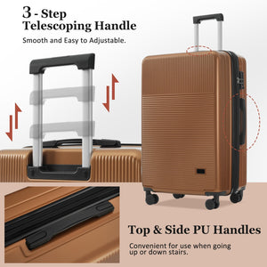 English Elm Luggage 5 Piece Hardside Abs Set with Front Access Carry on and Tsa Spinner Wheels Brown N732P391579O