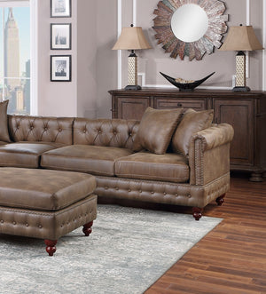 English Elm Dark Coffee Modular 4-Piece Leatherette Sectional Set With Reversible Loveseats & Tufted Ottoman B011S01327