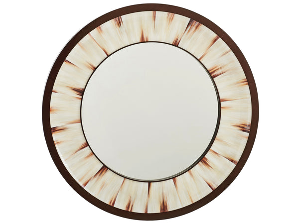 Lexington Barclay Butera Academy Round Mirror - Elegant Faux Horn Design With Radiating Style And Burnished Metal Accents Corniche  932-201