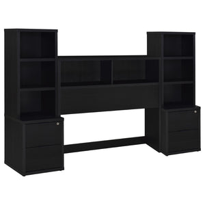 English Elm Geary Full Bedroom Set with Bookcase Headboard Usb Charging Nightstands Matte Finish Black B062S01693