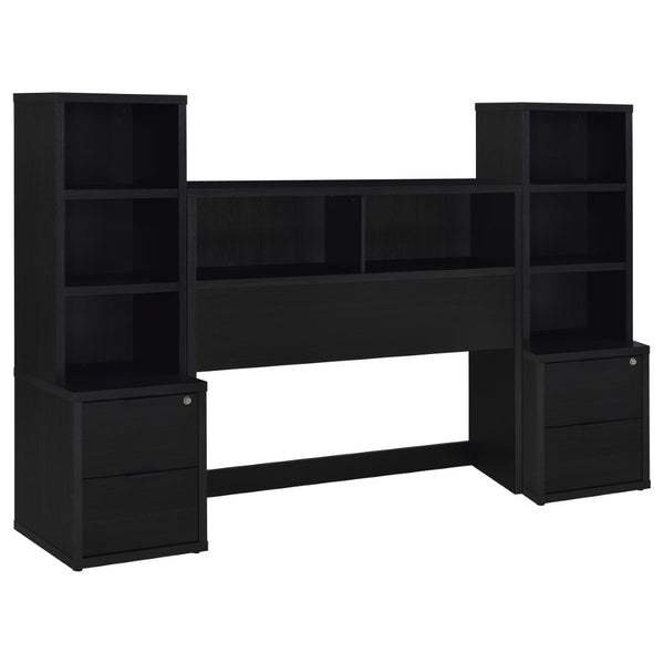 English Elm Geary Full Bedroom Set with Bookcase Headboard Usb Charging Nightstands Matte Finish Black B062S01693