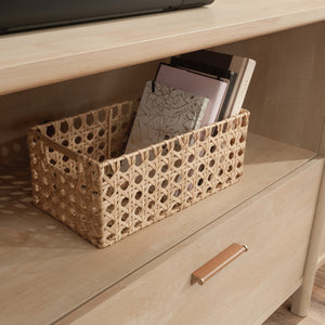 English Elm Storage Credenza Brown Finish with Full-Extension File Drawer, Cord Management, Adjustable Shelf, Durable 70.9" L B356P402753