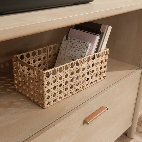 English Elm Storage Credenza Brown Finish with Full-Extension File Drawer, Cord Management, Adjustable Shelf, Durable 70.9" L B356P402753