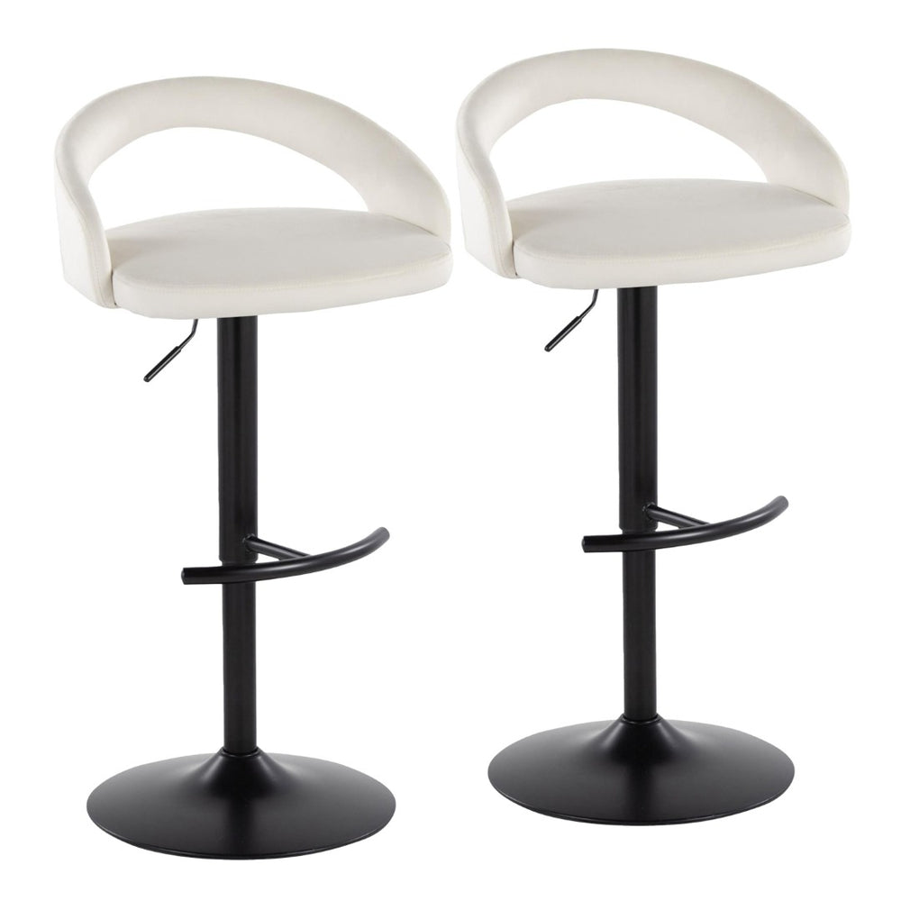 English Elm Adjustable Velvet Swivel Barstools with Matte Black Base for Kitchen or Home Bar Set of 2 B202S01992