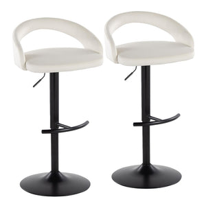 English Elm Adjustable Velvet Swivel Barstools with Matte Black Base for Kitchen or Home Bar Set of 2 B202S01992