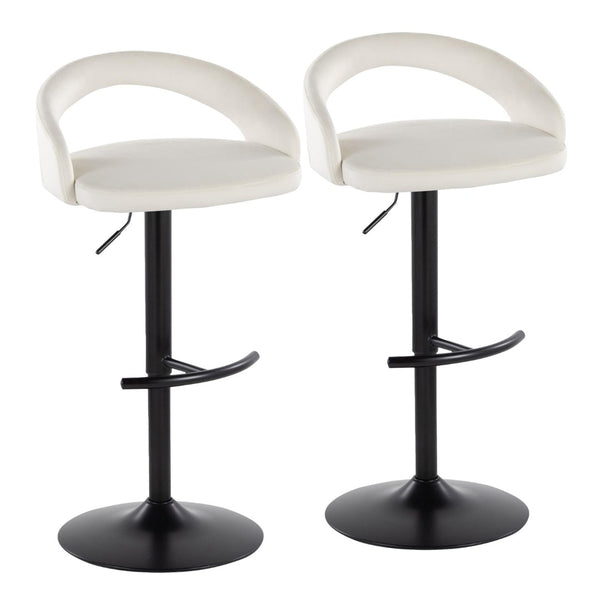 English Elm Adjustable Velvet Swivel Barstools with Matte Black Base for Kitchen or Home Bar Set of 2 B202S01992