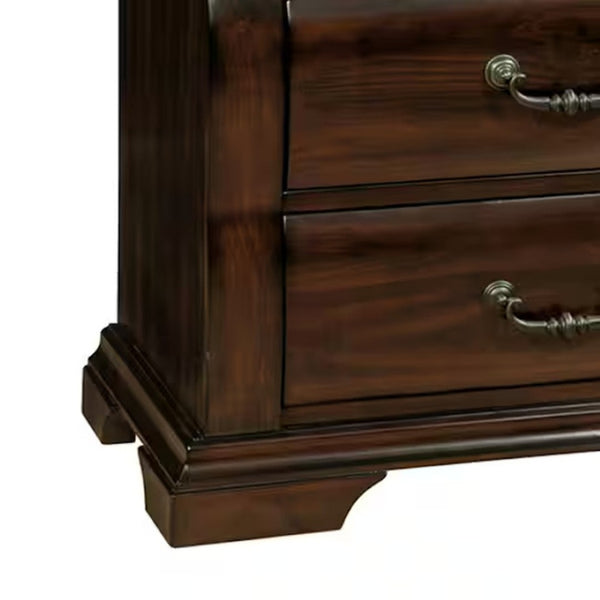 English Elm Cherry Finish Transitional Nightstand Solid Wood Felt Lined Drawer Bedroom Bedside B2741P436967