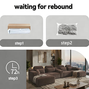 English Elm Modern Corduroy Upholstered L-shaped Sectional with Chaise for Family Living Rooms Coffee W5156S00002