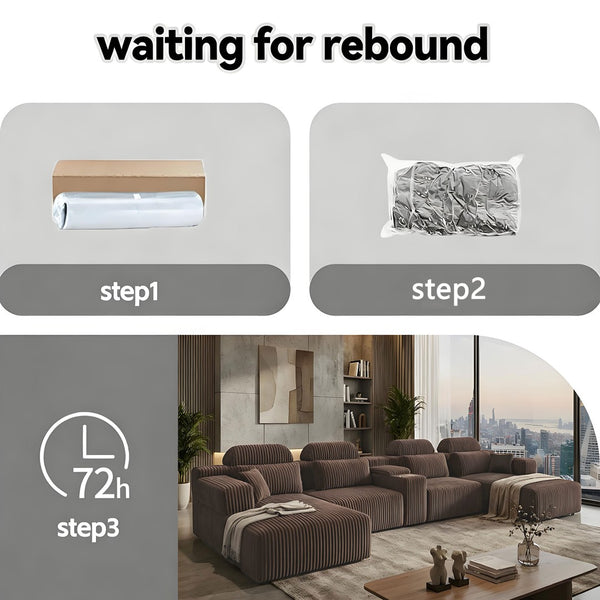 English Elm Modern Corduroy Upholstered L-shaped Sectional with Chaise for Family Living Rooms Coffee W5156S00002
