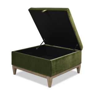 English Elm Jennifer Taylor Home - Knox 35" Square Storage Ottoman in Olive Green Performance Velvet — Benchmade, Flip-Top Storage, Durable Kiln-Dried Frame B2719P238423