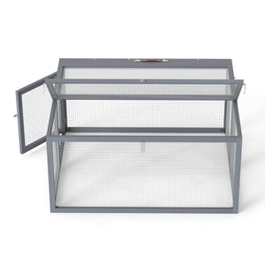 English Elm Folding Rabbit Hutch Fir Wood Galvanized Mesh Outdoor Enclosure with Secure Access W2181P363010