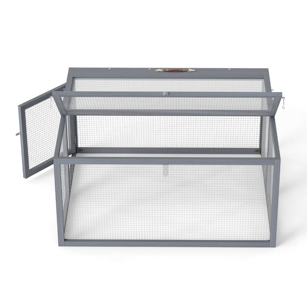 English Elm Folding Rabbit Hutch Fir Wood Galvanized Mesh Outdoor Enclosure with Secure Access W2181P363010