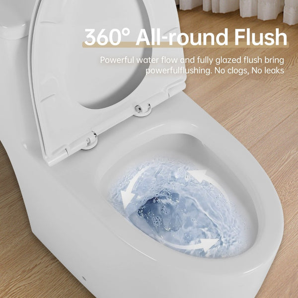 English Elm 1.1/1.6 Gpf Skirted One-piece Elongated Ceramic Toilet with Soft Close Seat Watersense B2724P246932