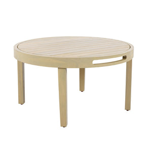 English Elm Outdoor Acacia Wood Loveseat Set with Woven Rope Detail and Slatted Coffee Table Cream,Dark Gray,Light Teak N768P363954L