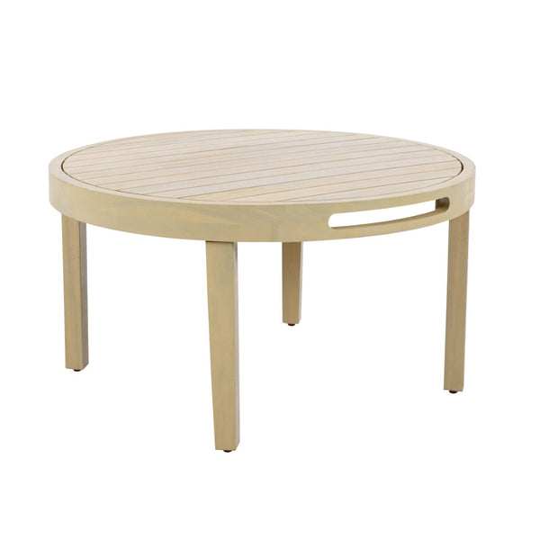 English Elm Outdoor Acacia Wood Loveseat Set with Woven Rope Detail and Slatted Coffee Table Cream,Dark Gray,Light Teak N768P363954L