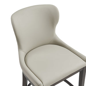 English Elm Blair Stone Leatherette Counter Stool – Chic Beech Wood Legs, Wingback Design, Fully Assembled Comfort B365P398067