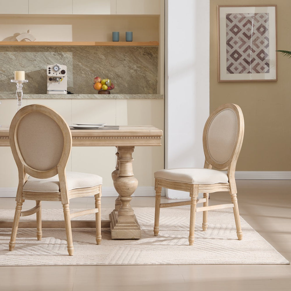 English Elm French Country Dining Chairs Set Of 2 - Elegant Upholstered, Stackable & Versatile For Any Space W3426P324205