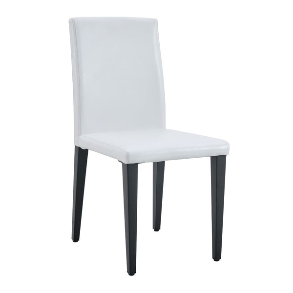 English Elm White Pu Leather Dining Chair with Ergonomic Back and Black Metal Base for Modern Interiors W1151S04615