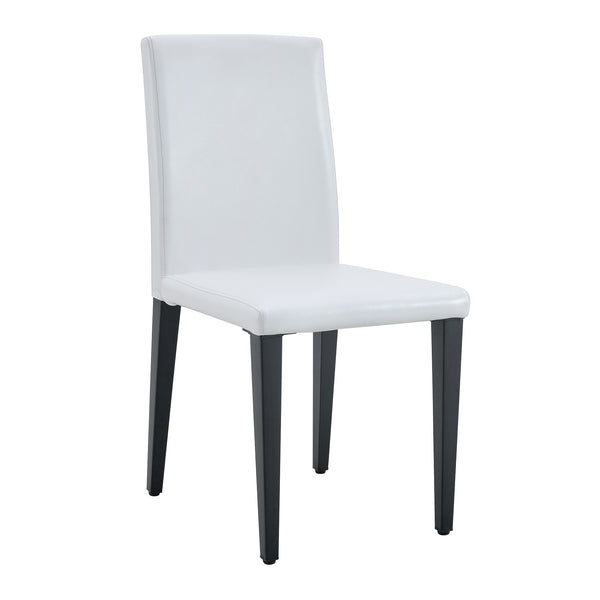English Elm Two White PU dining chairs with black metal legs, ergonomic cushioned seats, anti-slip feet, modern stylish design (2 pcs) W1151P263130