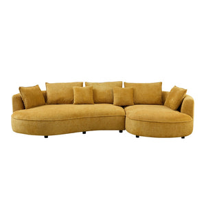 English Elm Oversized Boucle Cloud Sectional with Right Chaise Five Seat Curved Living Room Sofa W876S00321