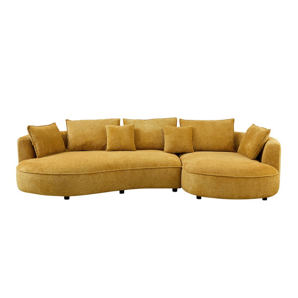 English Elm Oversized Boucle Cloud Sectional with Right Chaise Five Seat Curved Living Room Sofa W876S00321