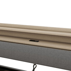 English Elm Twin Size Daybed With Built-In Storage, Charging Station & Led Lights - Stylish Gray Upholstered Design W1580S00060-GIGA