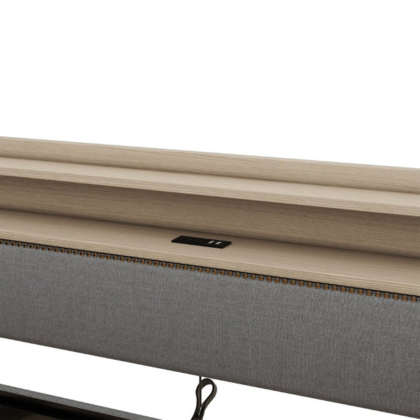 English Elm Twin Size Daybed With Built-In Storage, Charging Station & Led Lights - Stylish Gray Upholstered Design W1580S00060-GIGA