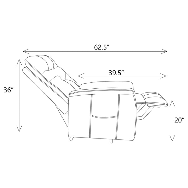 English Elm Parker Plush Charcoal Power Lift Massage Recliner with Heat, USB Remote, Gel Memory, Storage Pockets B062P333410