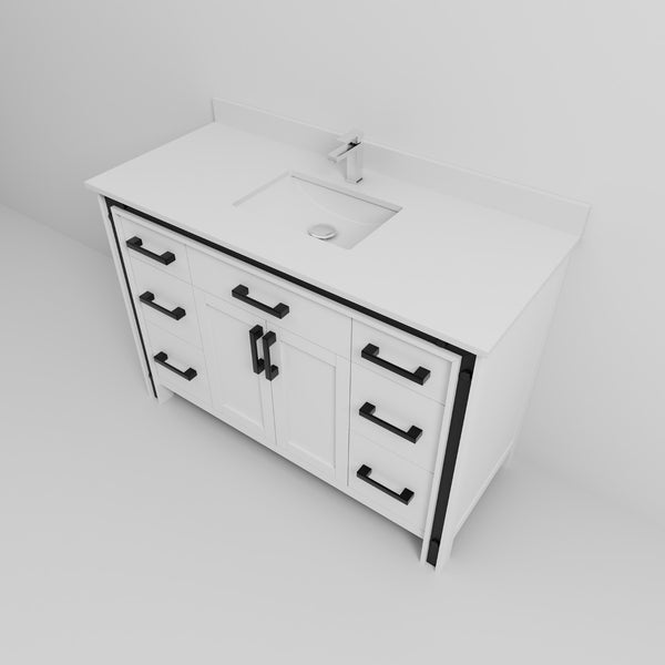 English Elm White Bath Vanity With Cultured Marble Top, Chrome Faucet, Soft-Close Drawers & Ample Storage B2731P260604-GIGA