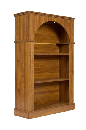 English Elm Vintage Hand-carved Solid Wood Bookcase Tall Arched Open Shelf Cabinet for Living Room W3123P485376