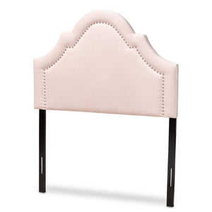 Baxton Studio Baxton Studio Rita Light Pink Velvet Twin Headboard – Elegant Arched Design with Nailhead Trim BBT6567-Light Pink-HB-Twin