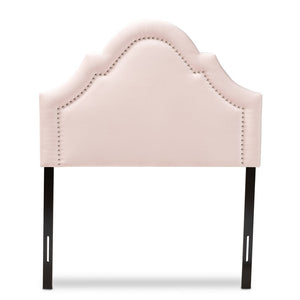Baxton Studio Baxton Studio Rita Light Pink Velvet Twin Headboard – Elegant Arched Design with Nailhead Trim BBT6567-Light Pink-HB-Twin