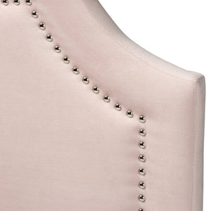 Baxton Studio Baxton Studio Rita Light Pink Velvet Twin Headboard – Elegant Arched Design with Nailhead Trim BBT6567-Light Pink-HB-Twin