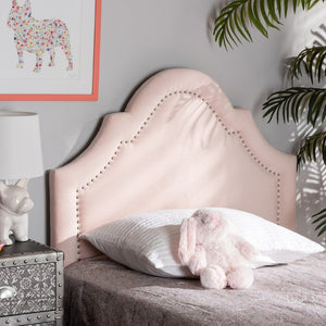 Baxton Studio Baxton Studio Rita Light Pink Velvet Twin Headboard – Elegant Arched Design with Nailhead Trim BBT6567-Light Pink-HB-Twin